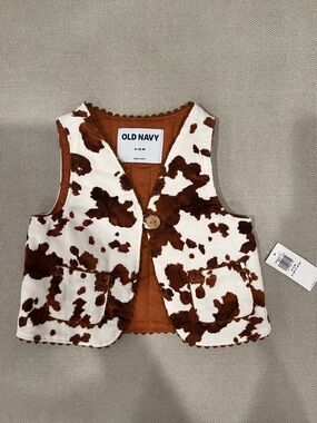 Old Navy Brown & White Cowprint Infant Vest